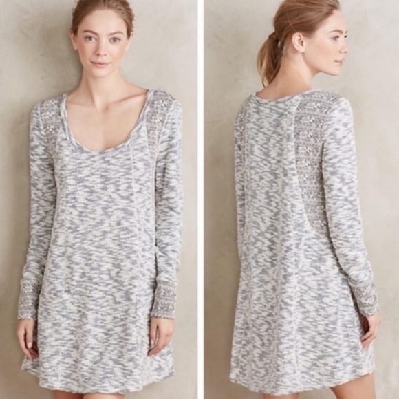 Anthropologie Saturday Sunday Swing Fair Isle Textured Sweater Tunic Dress Large - Picture 1 of 10